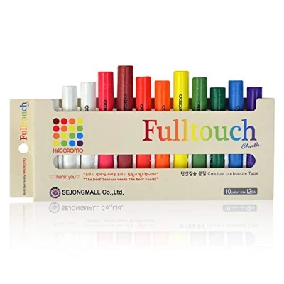 Image of Hagoromo Fulltouch 10 Color Mix Chalk (Small Package) (12Pcs) White, Red, Yellow, Blue, Orange, Yellow Green, Brown, Violet, Scarlet (1Box)