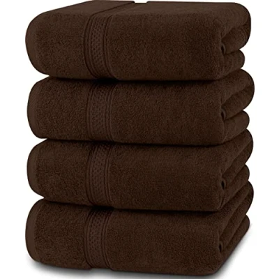 Image of Utopia Towels Bath Set, Dark Brown Premium 600 GSM 100% Ring Spun Cotton Quick Dry, Highly Absorbent, Soft Feel Towels, Perfect for Daily Use (4 Pack)