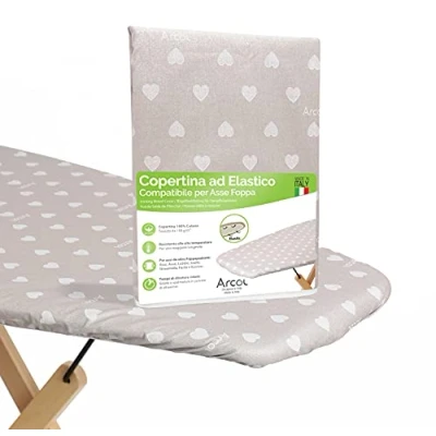 Image of ARCOL Replacement Elastic Cover Compatible for Foppapedretti Ironing Board, Made in Italy, 100% Cotton Board (Cover, Beige)