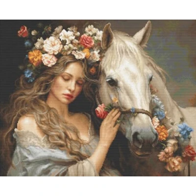Image of Luca S Petit Point Kit Gold The Flower Fairy, G620, Counted Cross Stitch for Adults, Needlecraft and Embroidery
