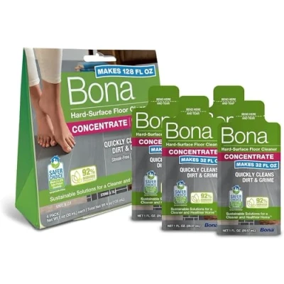Image of Bona Hard Surface Floor Cleaner Liquid, for Stone, Tile, Laminate &amp; LVT Floors, 60ml Concentrate Refill Pouch, 4 Count (Pack of 4x60ml)