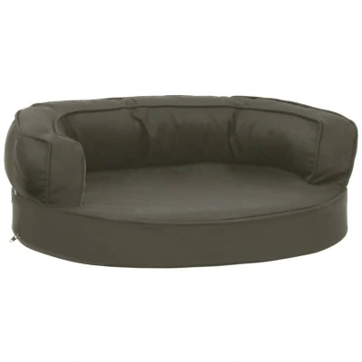 Image of vidaXL Ergonomic Dog Bed Mattress Robust Polyester Pet Sofa with Thick Padding and Non Slip Underside friendly Dark Grey Linen Look Size 75x53 cm