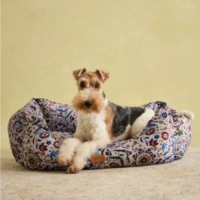 Image of Rosewood Joules Festival Floral Box Bed for Dogs, Large Dog Bed, Padded Sides, Non Slip Base, Luxury Pet Dogs