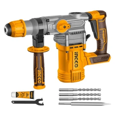 Image of INGCO 20V Lithium Ion Rotary Hammer with Brushless Motor (Body Only) 3IN1 Function Adjust Knob, 4.5J, 4400BPM, 3Pcs Drill Bits and 1Pcs Chisel CRHLI20288