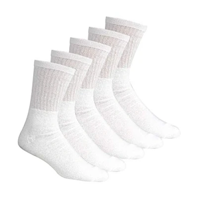 Image of Metzuyan Men&#039;s Cotton Rich Sports Socks Big Foot King Size White 5 Pairs 12 14