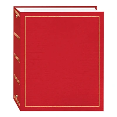 Image of Pioneer Photo Albums Magnetic Self Stick 3 Ring Album 100 Pages (50 Sheets), Red, Medium