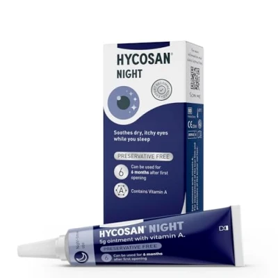 Image of Hycosan Night Preservative and Phosphate Free Eye Ointment to Sooth Dry, Itchy Eyes While You Sleep 5g