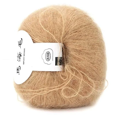 Image of Wool Yarn for Knitting Soft Mohair Knit Angora Long DIY Scarf Crochet Thread Supplies (with a Crochet)(Khaki) Tools