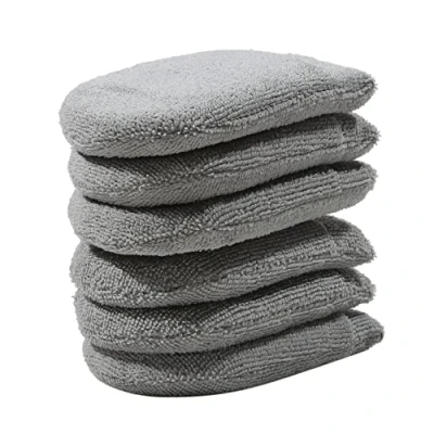 Image of QXPDD Hand Polishing Sponge, Ultra Soft Microfibre Wax Applicator Pads with Finger Pockets, Car Foam Sponge Polisher Pad Multi Purpose Cleaning Gloves,Grey 6pcs