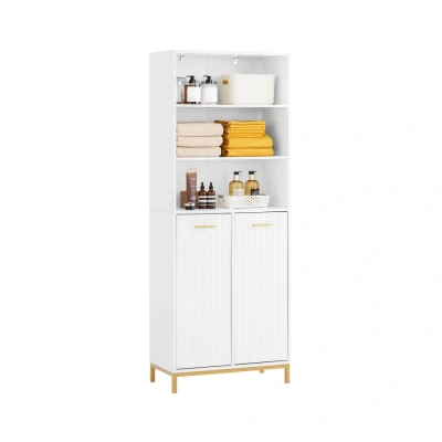 Image of Bathroom Tall Cabinet Cupboard Storag with 2 Laundry Baskets,BZR182 W Sobuy