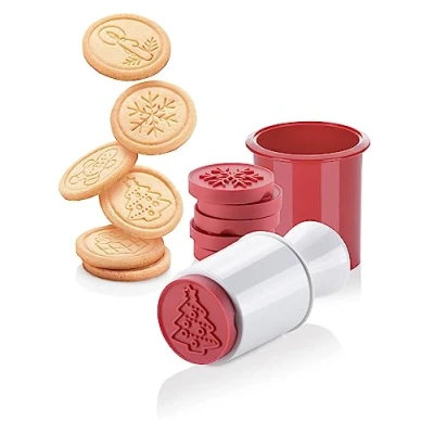 Image of Tescoma Cookie Stamp, 6 Christmas Motif Delicia, Red, 9.7 x 14.7 cm