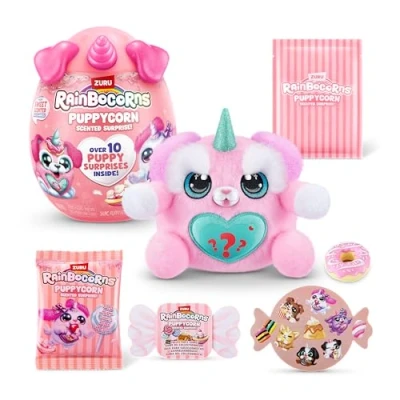 Image of Rainbocorns ZURU Puppycorn Scent Surprise, Schnauzer, by Surprise Unboxing Soft Toy, Scented Puppy Plush for Girls (Schnauzer)