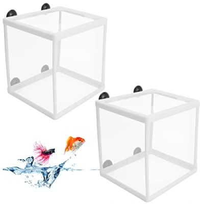 Image of 2 PCS Aquarium Breeding Box Fish Hatchery Isolation Fry Net Nursery Breeder With 8 Suction Cups Protect Baby For Tank