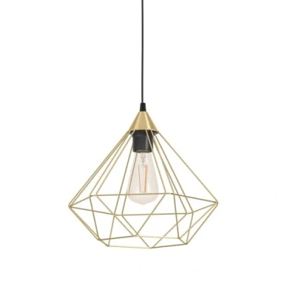 Image of EGLO Pendant lighting Tarbes, ceiling light fitting made of brushed brass, metal hanging lamp for dining and living room, E27 socket, Ø 12.8 inches