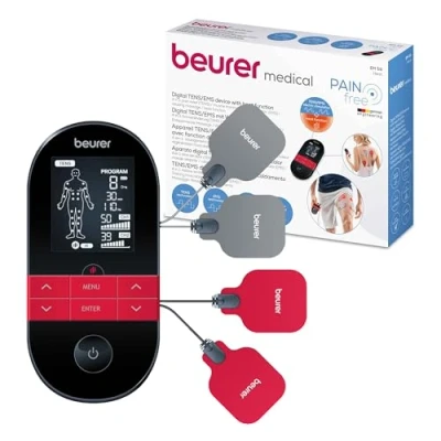 Image of Beurer EM59 Digital TENS/EMS device with Heat, 4 in 1 stimulation for pain therapy, muscle stimulation, massage and heat electrodes, 70 programmes, 50 intensity levels