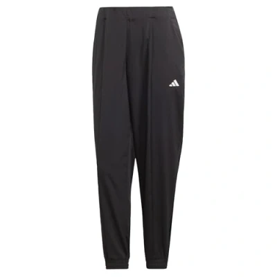 Image of adidas Women&#039;s AEROREADY Train Essentials Minimal Branding Woven Pants, Black/White, M Short