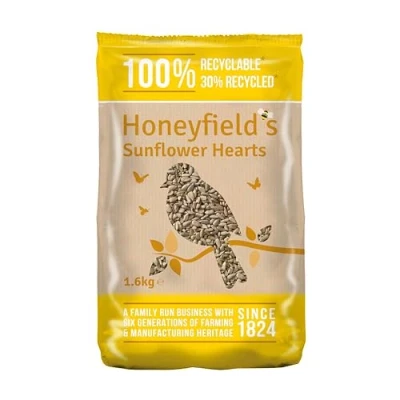 Image of Sunflower Hearts Bird Food Wild for Small Birds, High in Energy and Protein, Great Hanging Feeders, Tables, Ground Feeding, Bulk Bag (1.6kg) Honeyfield’s