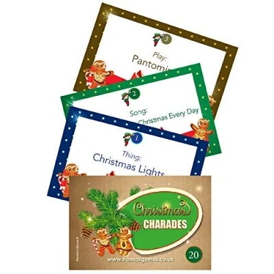 Image of Christmas Charades Cards For Kids &amp; Family Xmas Fun 20 Credit Card Sized Festive Pocket Game in a cello bag Table Games Families Children adults Classic