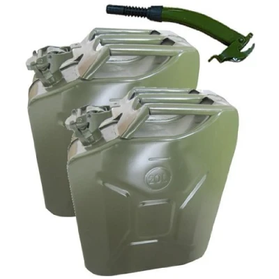 Image of 2 x Green 20 Litre Jerry Can with 1x Spout