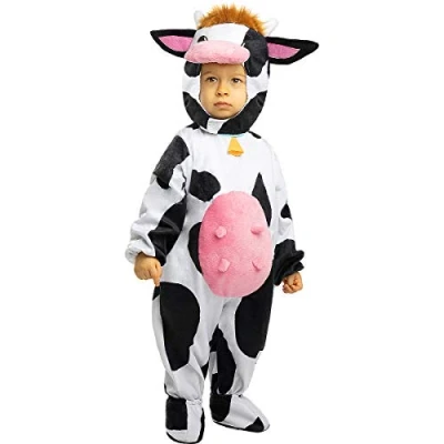 Image of Funidelia Cow Costume for Babies baby Animals, Farm Costumes kids, accessory fancy dress &amp; props Halloween, carnival parties Size 0 6 months White
