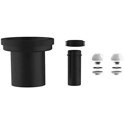 Image of Sanit K13034 58.931.00.0000 Set 180 mm, White Colour, Suitable for Wall Mounted Toilets, incl 45 mm + Flush Connector Connection Pipe DN 90, Black, 19cm