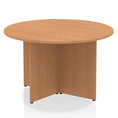 Image of Impulse 1200mm Round Table Oak Top Arrowhead Leg