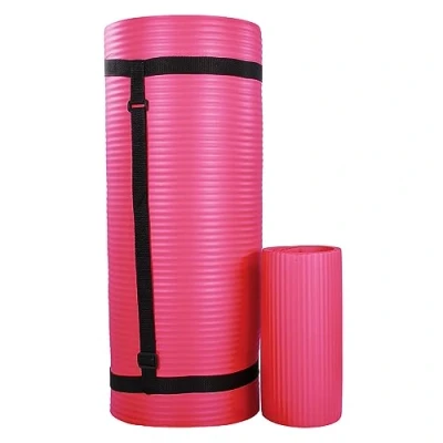 Image of BalanceFrom 71 x 24 1&#039;&quot; All Purpose Extra Thick Non Slip High Density Anti Tear Exercise Yoga Mat with Knee Pad &amp; Carrying Strap, Pink