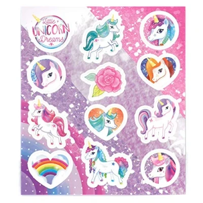 Image of HENBRANDT 72 Stickers (6 Sheets) Unicorn Boys Girls Party Favours Bags Fillers Pinata Decoration Art &amp; Craft Toys