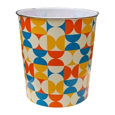 Image of MantraRaj Plastic Waste Paper Basket Bin Floral Round Trash Can Lightweight Recycling Rubbish for Kitchen, Bedroom, Bathroom, Open Top Outdoor Garbage Container Dustbin, 7.7 Litre (Retro)