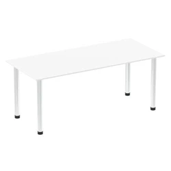 Image of Impulse 1800mm Straight Table White Top Chrome Post Leg