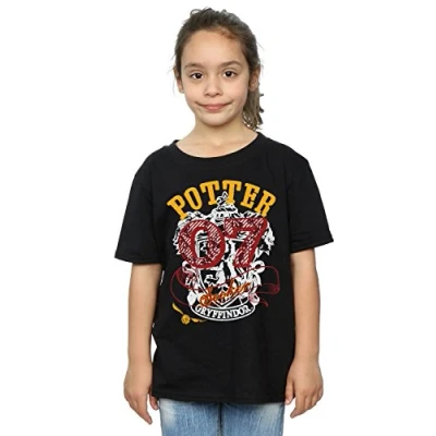 Image of Harry Potter Girls Gryffindor Seeker T Shirt 5 6 Years Black