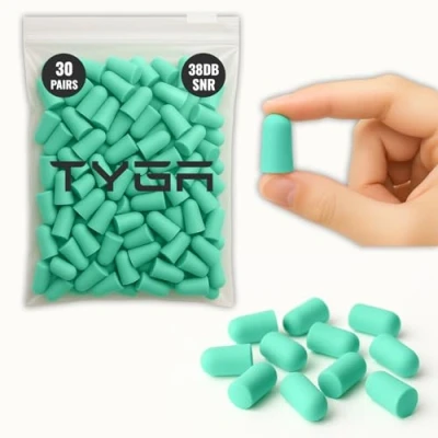 Image of TYGA Store Soft Foam Ear Plugs 30 Pairs 38dB SNR Noise Cancelling Best for Sleeping, Travel, Concerts, Studying, Work, Loud Noise, Snoring Mint Green