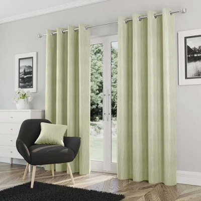 Image of Enhanced Living Goodwood Green Thermal Blockout Eyelet Curtains 66 x 54 inch (168 137cm) Energy Saving &amp; Noise Reducing for Room Bedroom