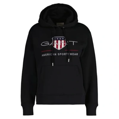 Image of GANT Women&#039;s Archive Shield Hoodie Hooded Sweatshirt, Black, L
