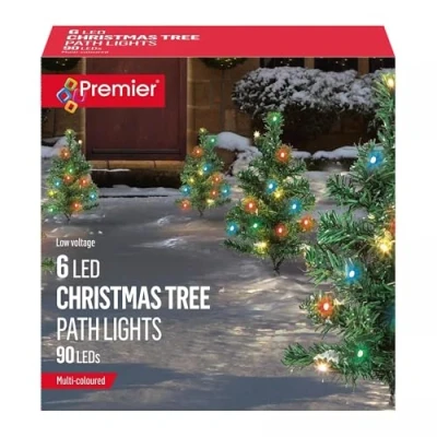 Image of Premier Pre Lit Christmas Tree Pathway Lights, 6 Pack Multi
