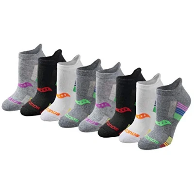 Image of Saucony Women&#039;s Rundry Performance Heel Tab Athletic Socks, Available in S l (8, 16, 24, Rainbow Assorted 2 (8 Pairs), M (Pack of 8)