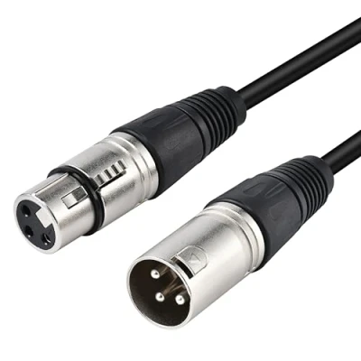 Image of IBRA XLR Mic Cable Premium Quality Pro Microphone Lead Balanced Male to Female 1 Metre Clearer Sound for PA Systems, Studio Recording, Mixers, Amplification &amp; Speakers BLACK