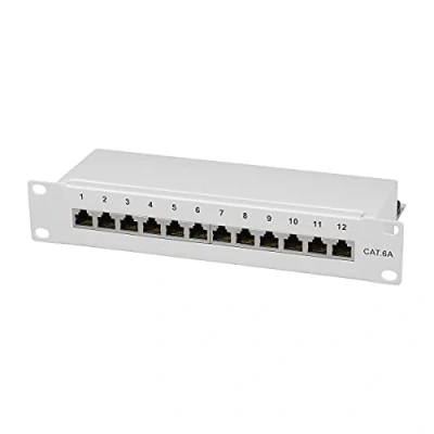 Image of LogiLink NP0052 10 Inch Cat 6A 12 Ports STP Patch Panel Grey