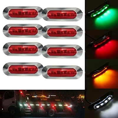 Image of Etomvoop 8PCS LED Side Marker Lights Waterproof 4 Car Rear Headlight Lamps for 12V 24V Truck Trailer RV Campervan Boat Marine (Red)