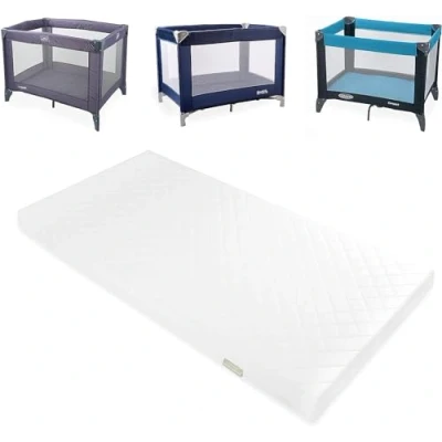 Image of Baby Travel Cot Mattress Toddler Bed, Crib Extra Thick Foam Fits Most Graco/M&amp;P Cots Breathable &amp; Anti Allergenic Removable Washable Cover (120cm x 60cm 10cm)