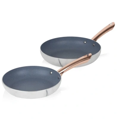 Image of Tower Marble Rose Gold 2 Piece Frying Pan Set