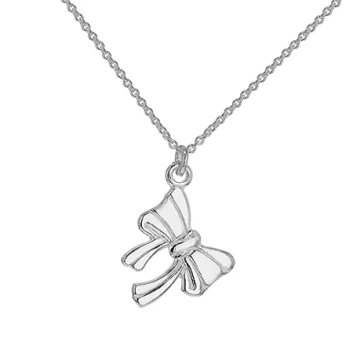 Image of Tuscany Silver Women&#039;s Sterling Bow Pendant on Chain Necklace of 46cm/18&quot;