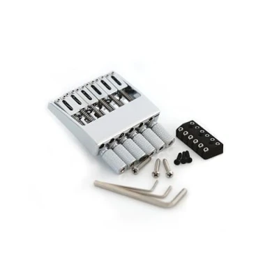 Image of Guyker Headless Bridge Tailpiece and String Lock for 6 Guitar Accessories (WT001, Chrome)