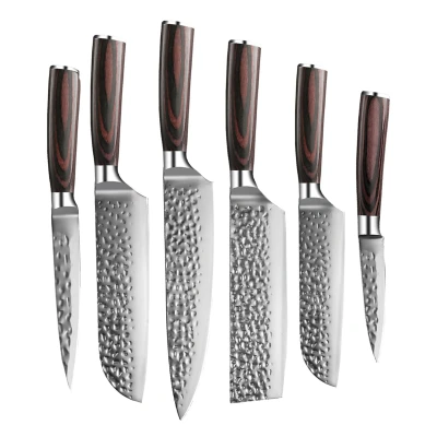 Image of Hammered stainless steel 6 piece knife set