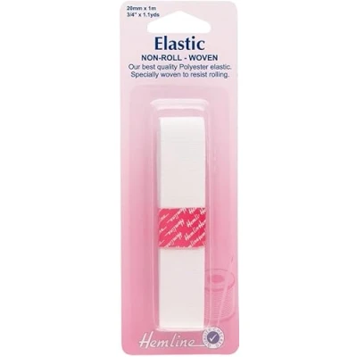 Image of Hemline 20mm Non Roll Dressmaking Elastic 1m White