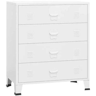 Image of vidaXL Industrial Drawer Cabinet White 78x40x93 cm Metal