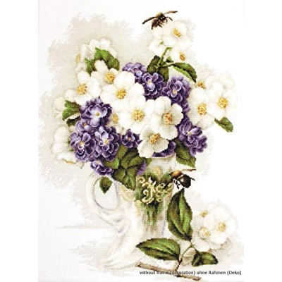 Image of Lucas S Vase with Jasmine Counted Cross Stitch Kit