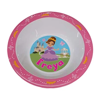 Image of Childrens&#039; Melamine Bowl Princess Design 53 Girls&#039; Names Available (Freya)