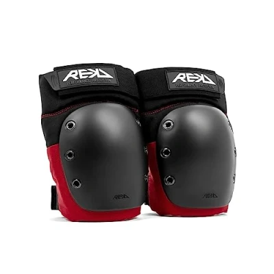 Image of REKD Ramp Knee Pads Black/Red L, Impact Resistant Heavy Duty Neoprene for Action Sports, Adjustable Straps, Breathable Material, Shock Absorption, Unique Ergonomic Fit Comfort and Safety