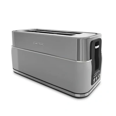 Image of Morphy Richards Signature Matte 4 Slice Toaster, 2 Long Slot Design, Variable Browning, Cancel, Defrost, Reheat, Removable Crumb Tray, 1750W, Grey, 245705